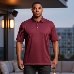 Hart Schaffner Marx Burgundy Striped Polo Shirt